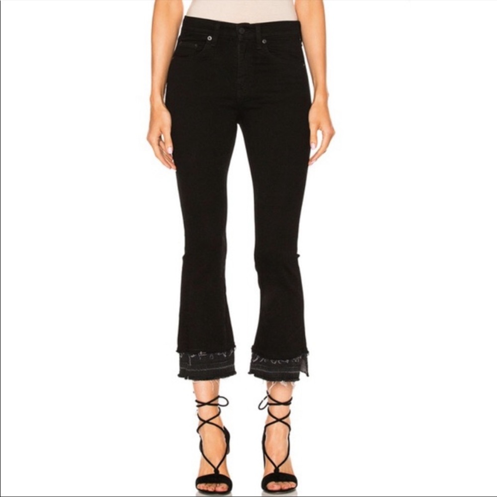 Rag & Bone Black Cropped Flare Jeans